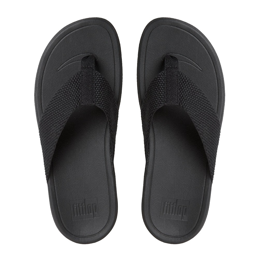 Fitflop Womens Sandals Black - Surfa Toe-post - 12MHFQLCD